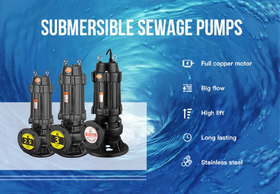 Centrifugal Non-Clog Electric Industrial Submersible Cutting/Grinding Sewage Pump for Dirty and Waste Water Treatment